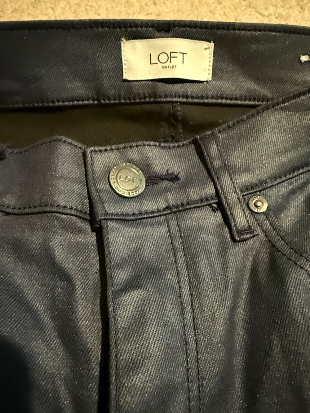 LOFT Navy Coated Skinny Jeans - Picture 3 of 9